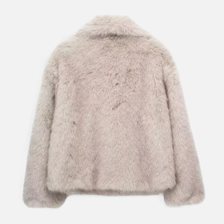 Elegant Faux Fur Plush Winter Coat for Women