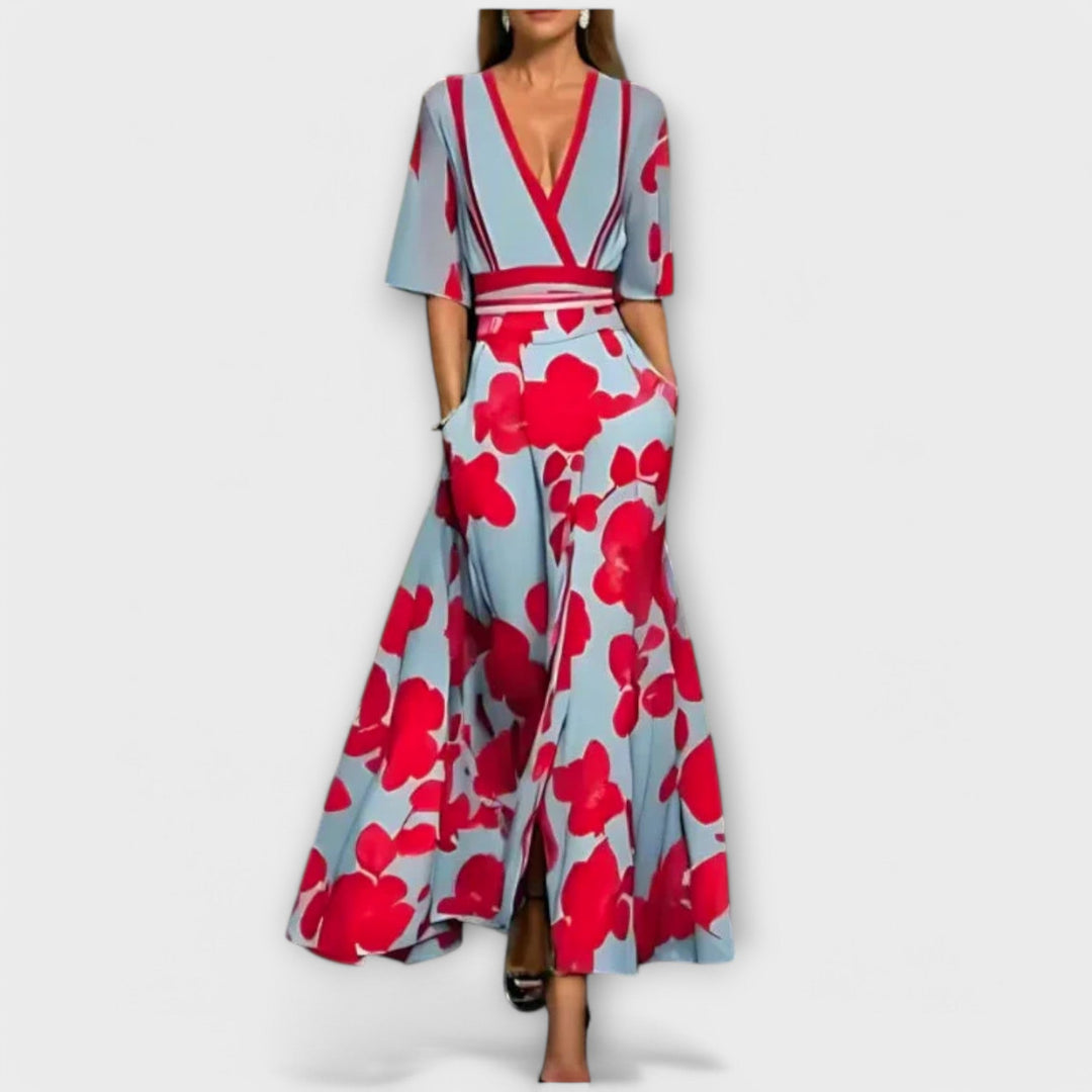 Elegant Women's Sheath Dress with Floral Pattern - Classic Feminine Style