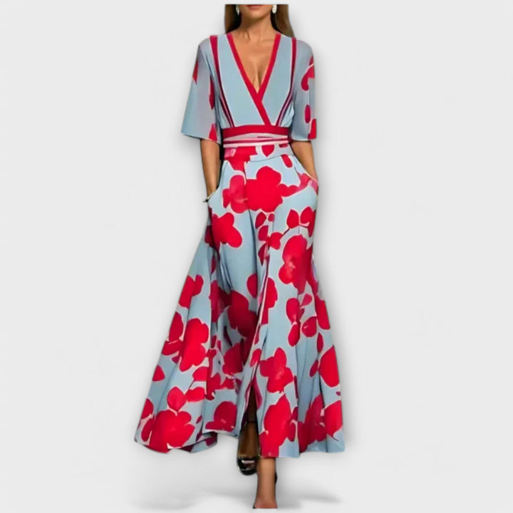 Elegant Women's Sheath Dress with Floral Pattern - Classic Feminine Style