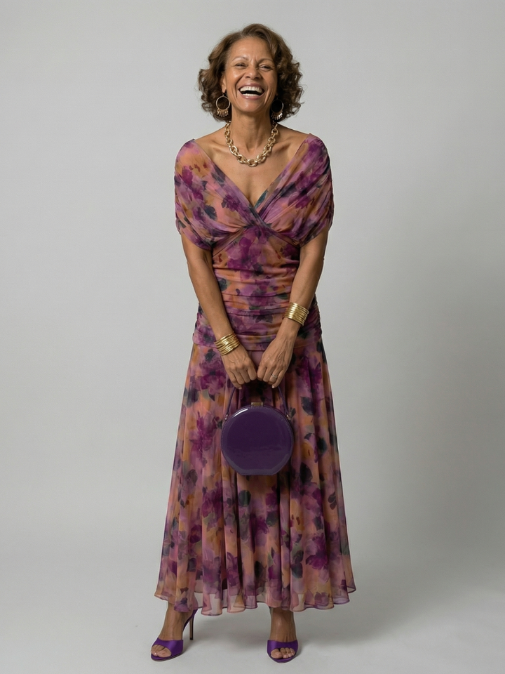 Elegant Lightweight Women's Off-Shoulder Flow Midi Dress