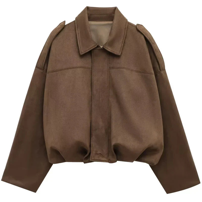 Stylish Cropped Zip-Up Women's Bomber Jacket
