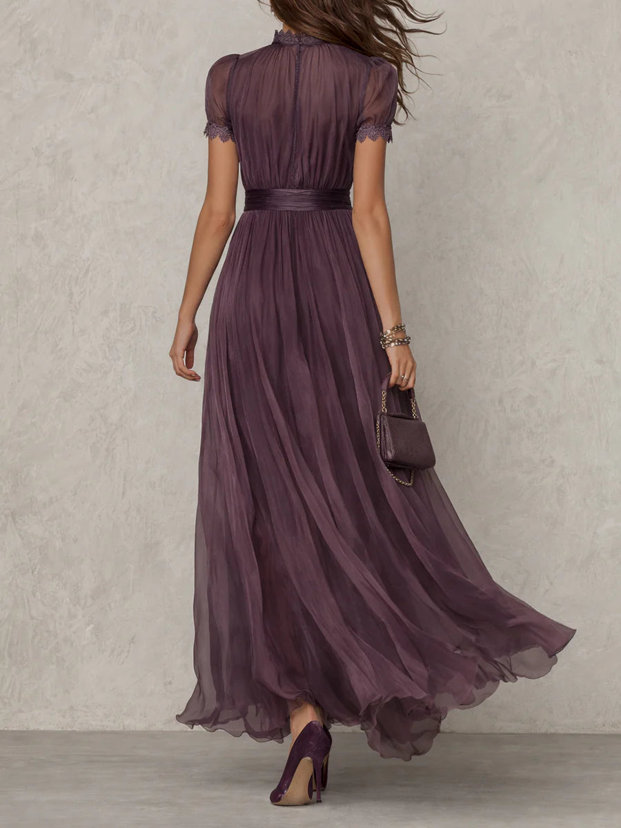 Elegant Keyhole Chiffon Women Maxi Dress