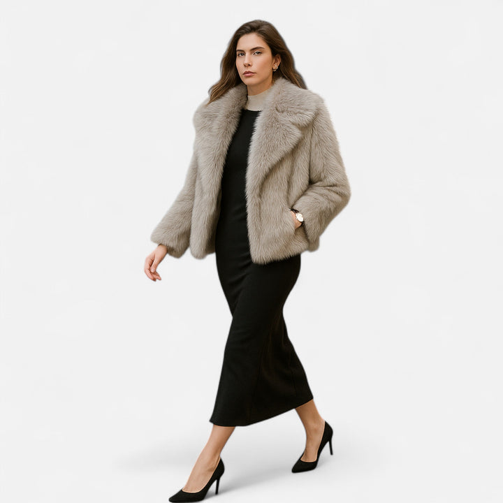 Elegant Faux Fur Plush Winter Coat for Women