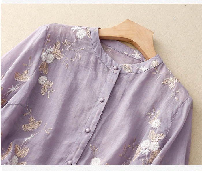 Elegant Chic Women's Blouse with Floral Accents