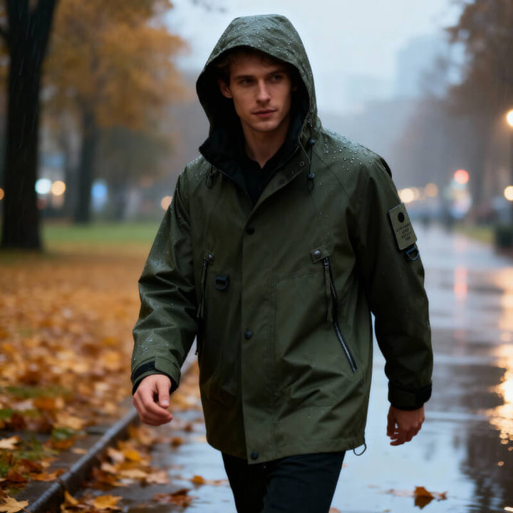Waterproof Men's Tech Softshell Jacket with Adjustable Hood