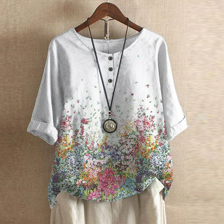 Elegant Retro-Inspired Women's Floral Blouse