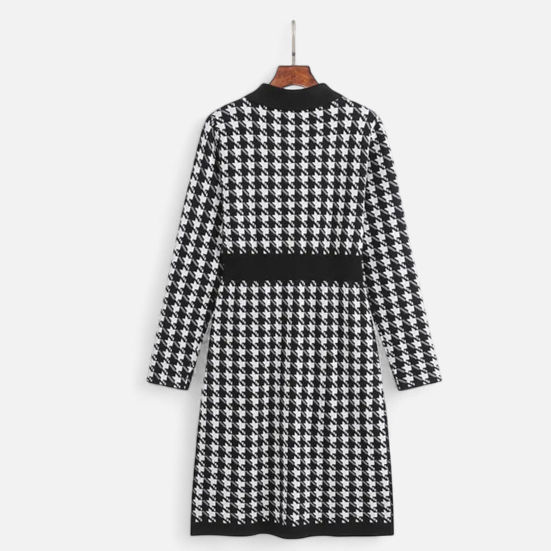 Elegant Houndstooth Women's Sheath Dress