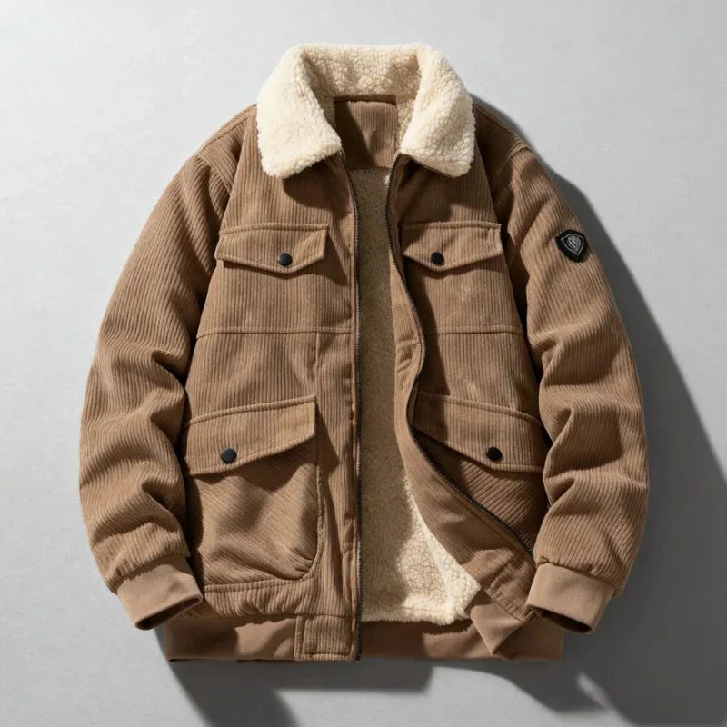 Warm Men's Corduroy Jacket with Plush Lining - Comfortable and Versatile