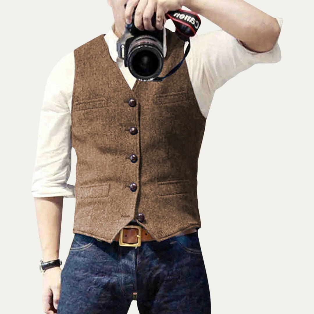 Elegant Vintage Men's Button-Up Vest