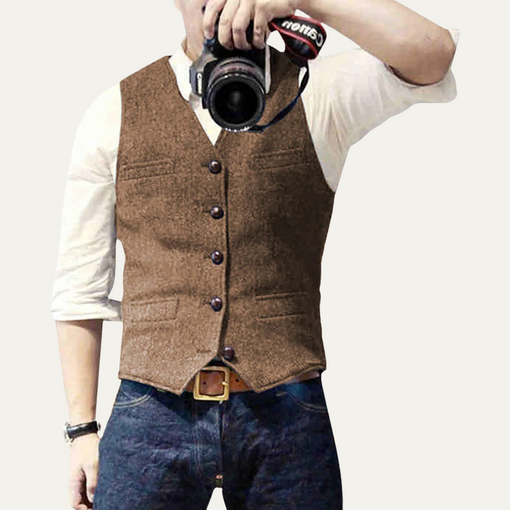 Elegant Vintage Men's Button-Up Vest