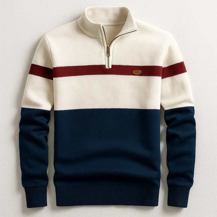 Men's Striped Zip-Up Pullover