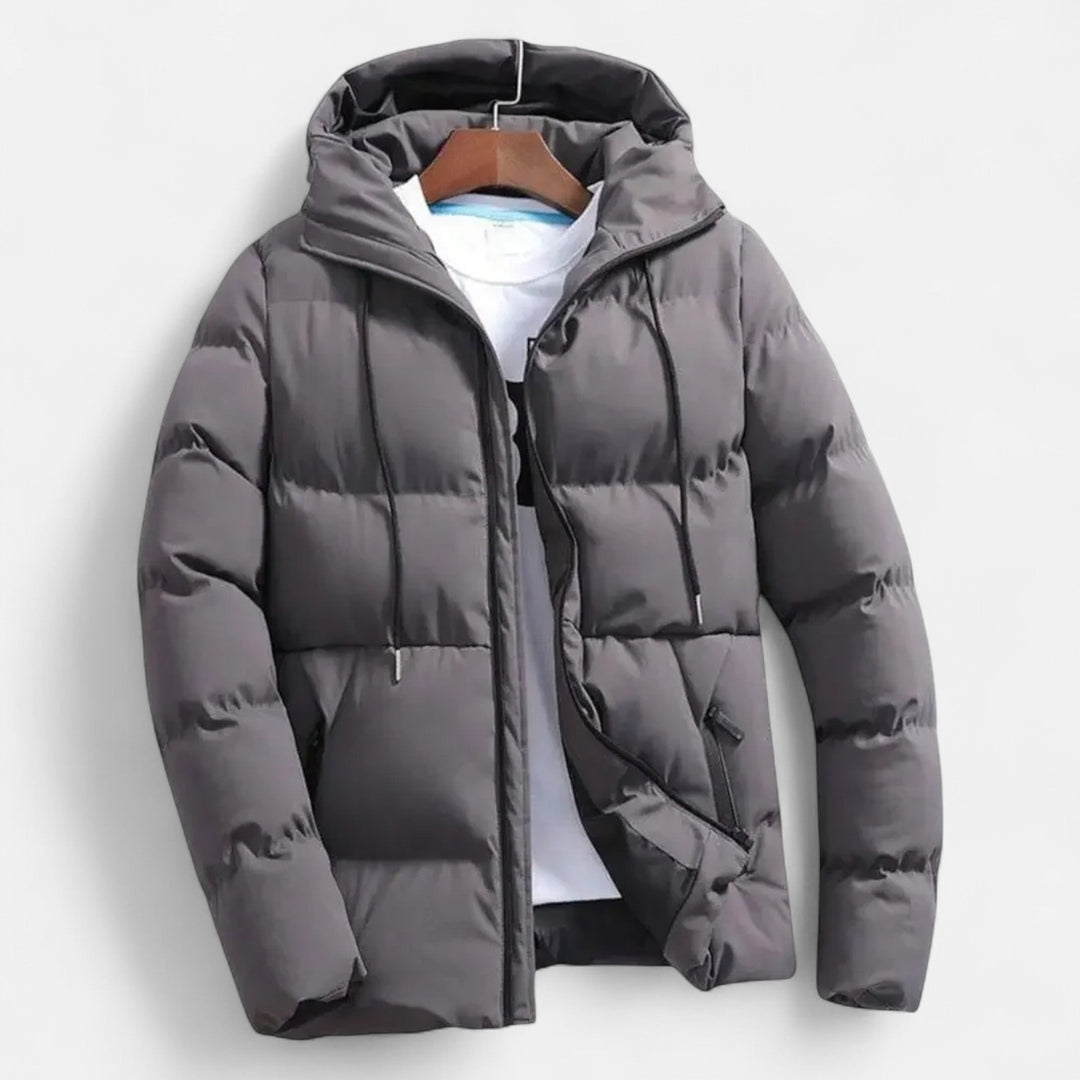 Warm Quilted Men's Hooded Down Jacket for Winter