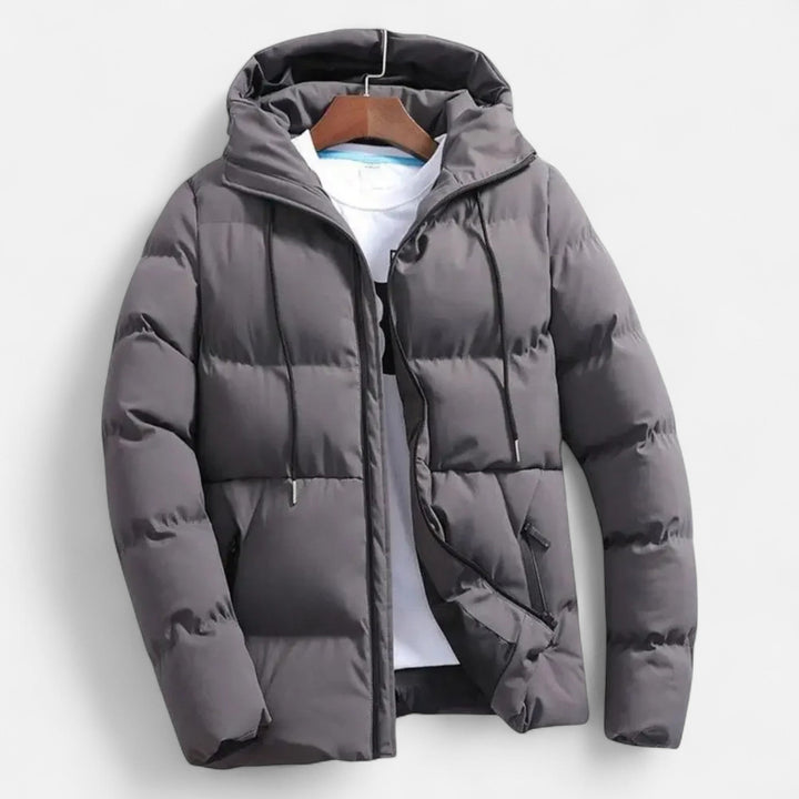 Warm Quilted Men's Hooded Down Jacket for Winter