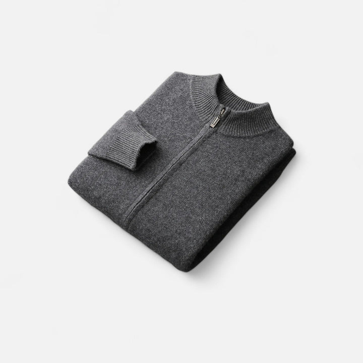 Warm Merino Wool Zip-Up Men's Cardigan