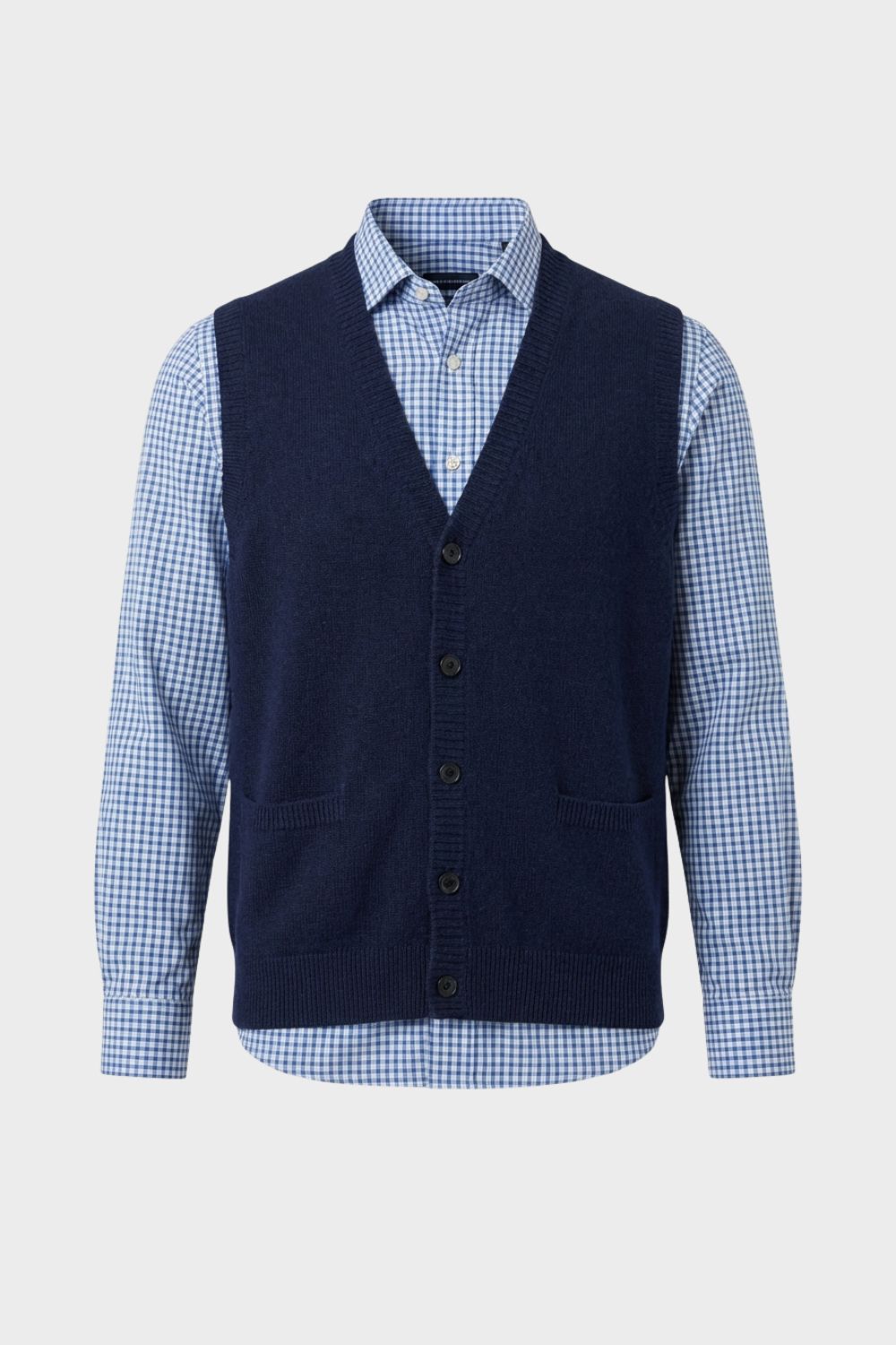 Classic V-Neck Men's Knit Vest with Button Front