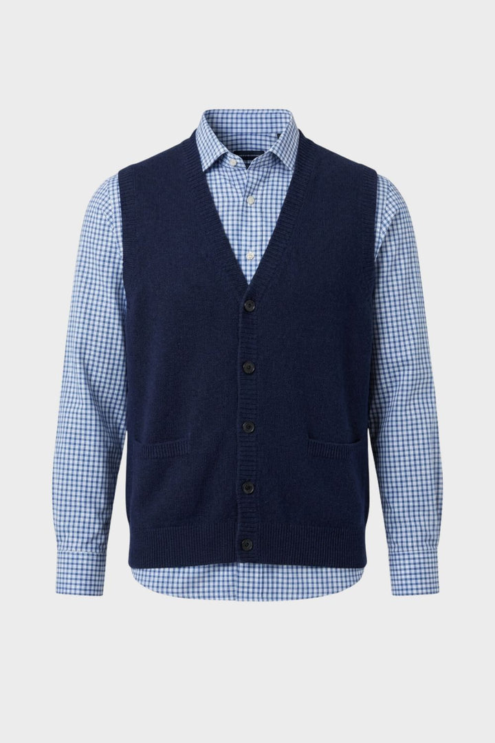 Classic V-Neck Men's Knit Vest with Button Front