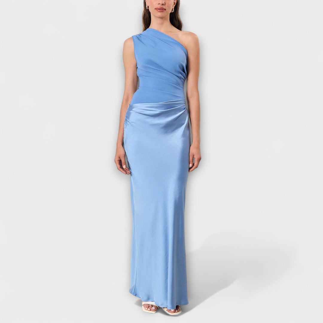 Elegant Women's One-Shoulder Maxi Dress with Asymmetric Neckline