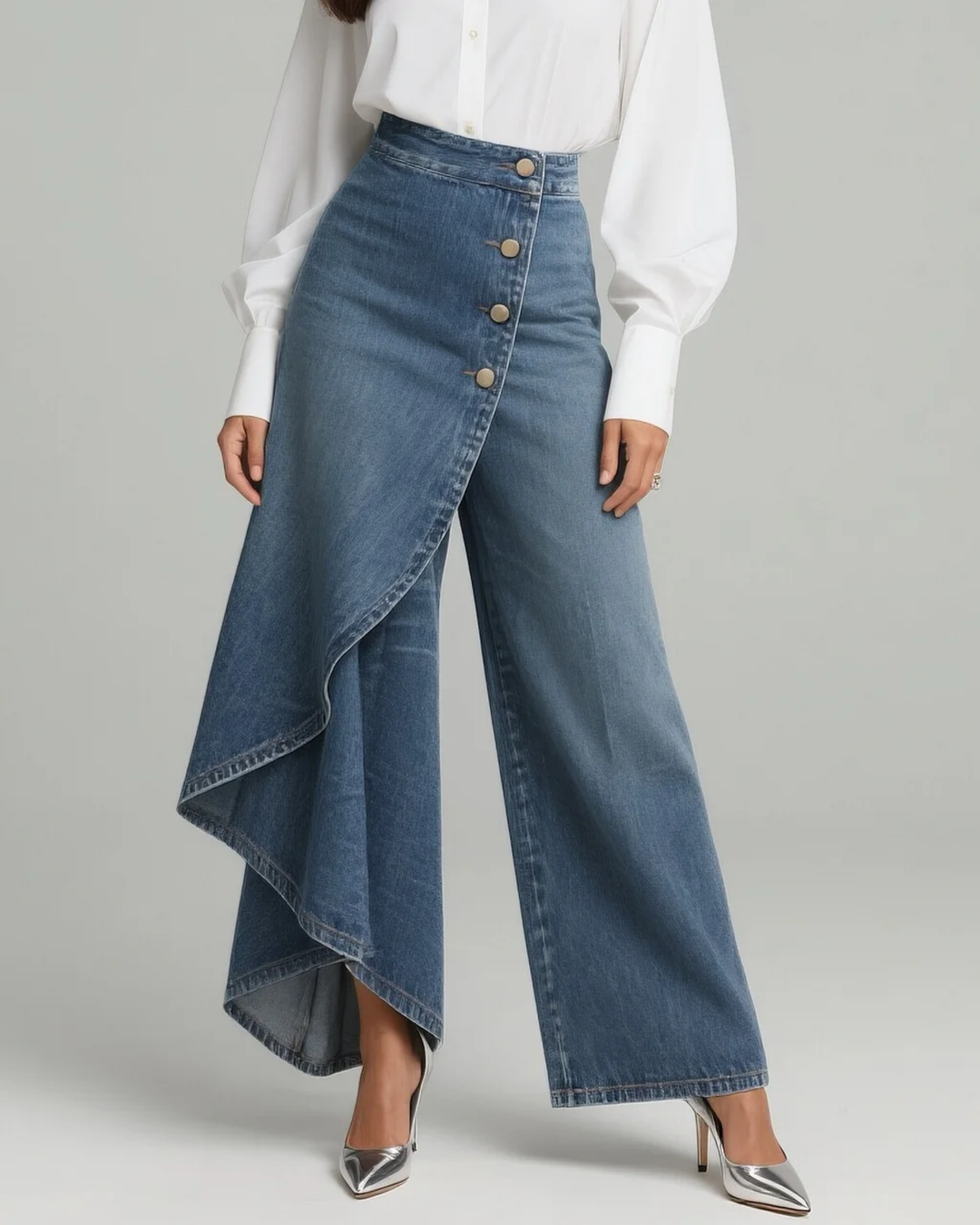 Trendy Stylish Women Wrap Denim Trousers