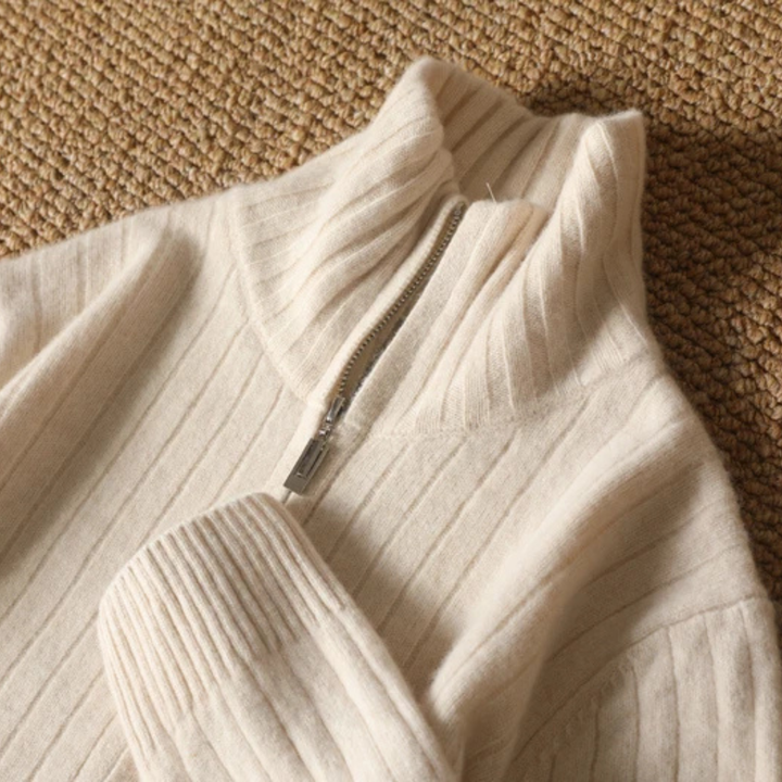 Men's Merino Wool Cardigan with Stand Collar and Zipper