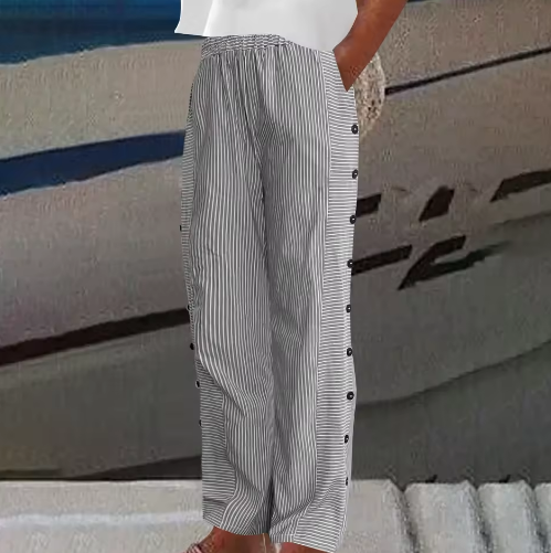 Comfortable Striped Loose Fit Women's Summer Pants