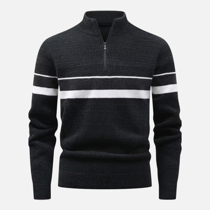 Men's Thick Striped Half-Zip Knit Sweater