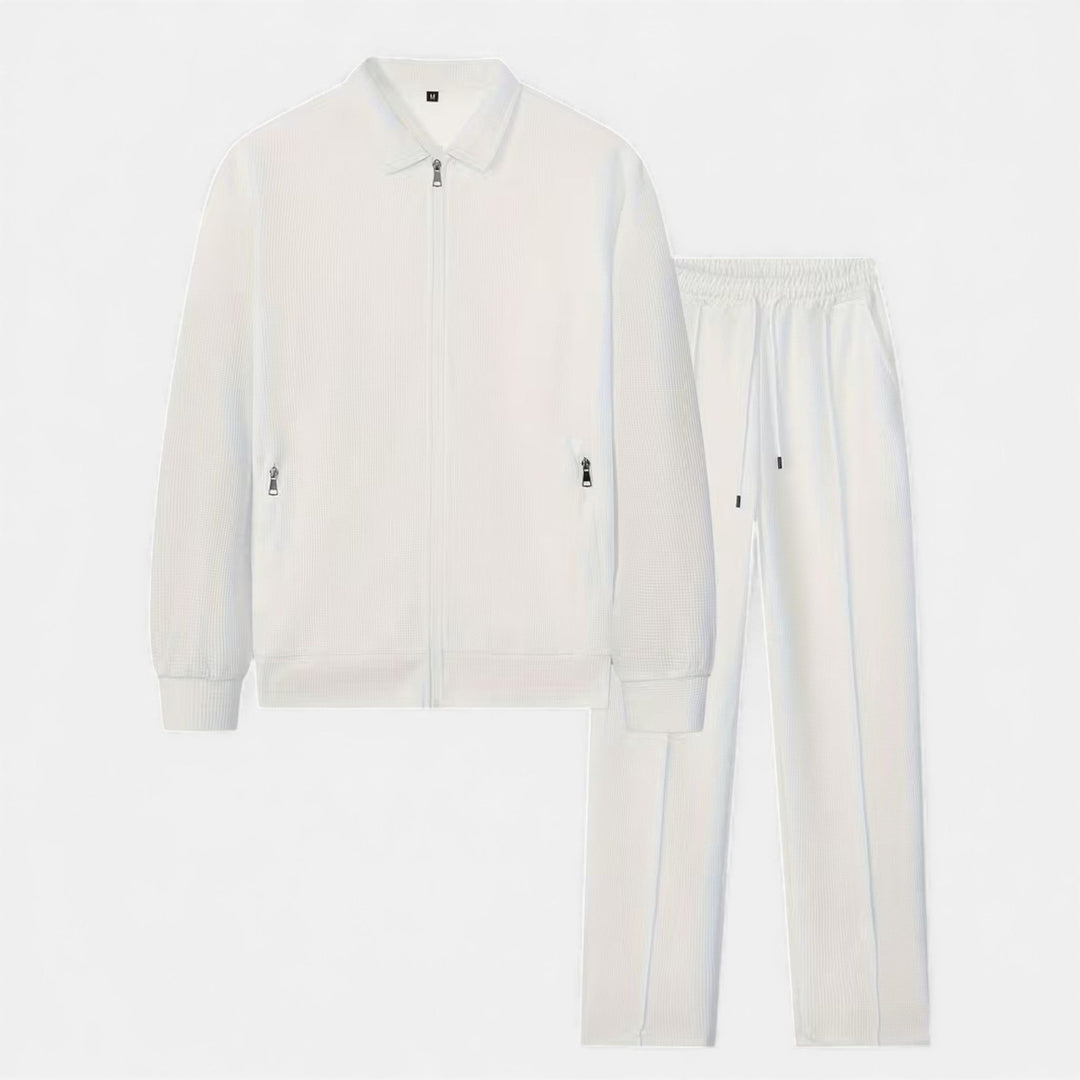 Two-Piece Waffle Knit Men's Casual Outfit