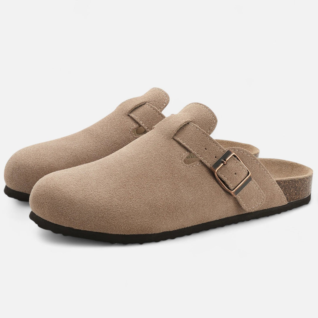Men's Suede Slide Sandals with Cork Footbed