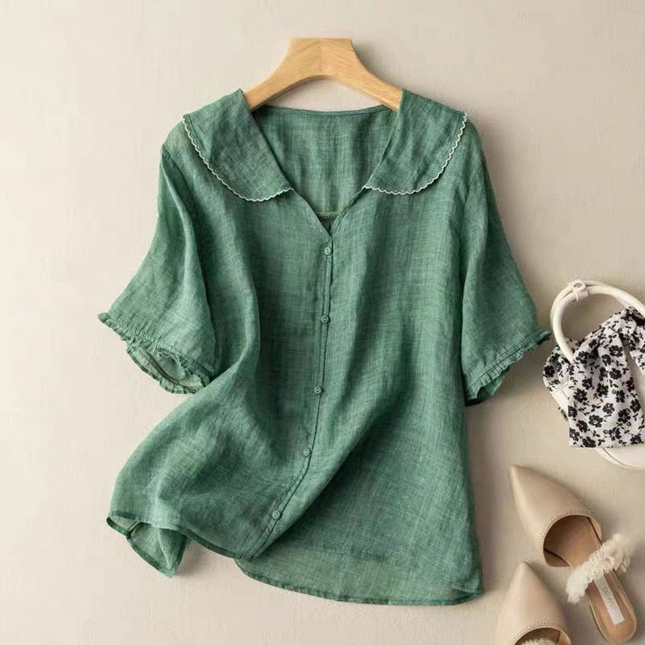 Elegant Vintage Women's Blouse with Button Detail