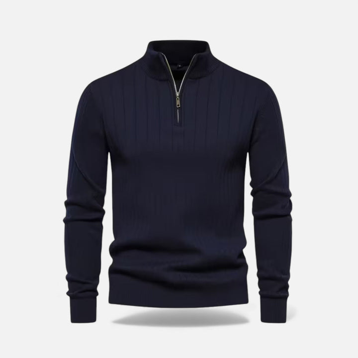 Warm Minimalist Men's Knit Zip Sweater