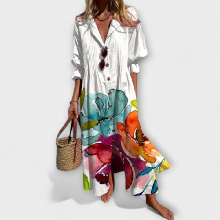 Flattering Women's Maxi Dress with Tummy Coverage - Flowy Fit