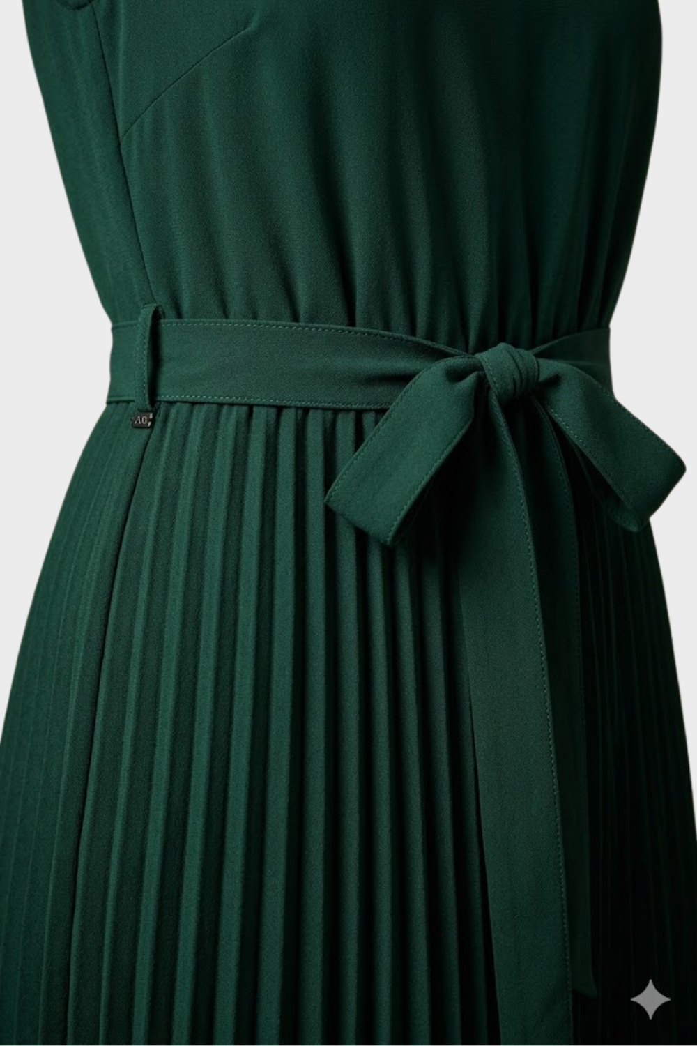 Elegant Belted Women's Pleated Midi Dress