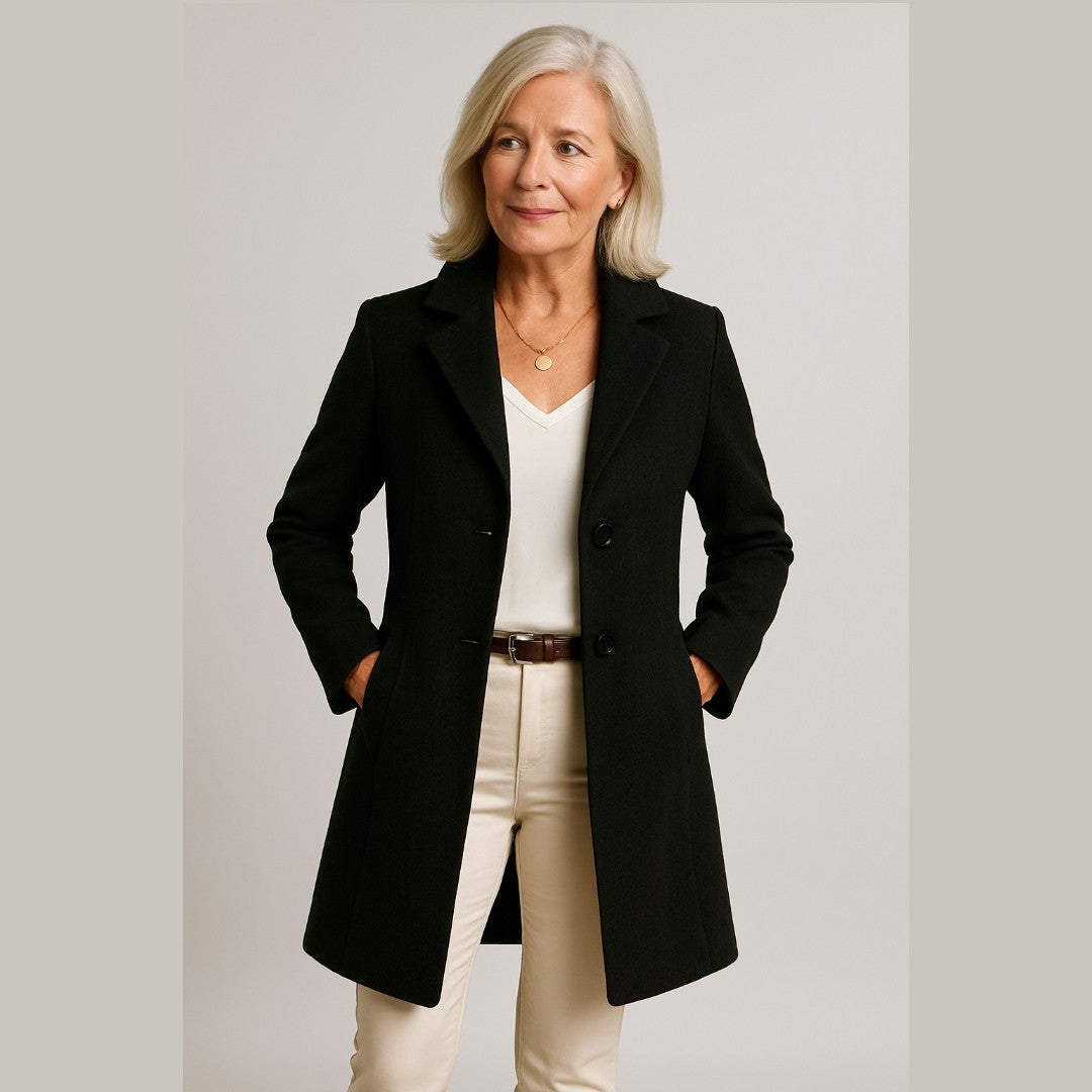 Elegant Women's Coat - Classic Cut with Button Closure