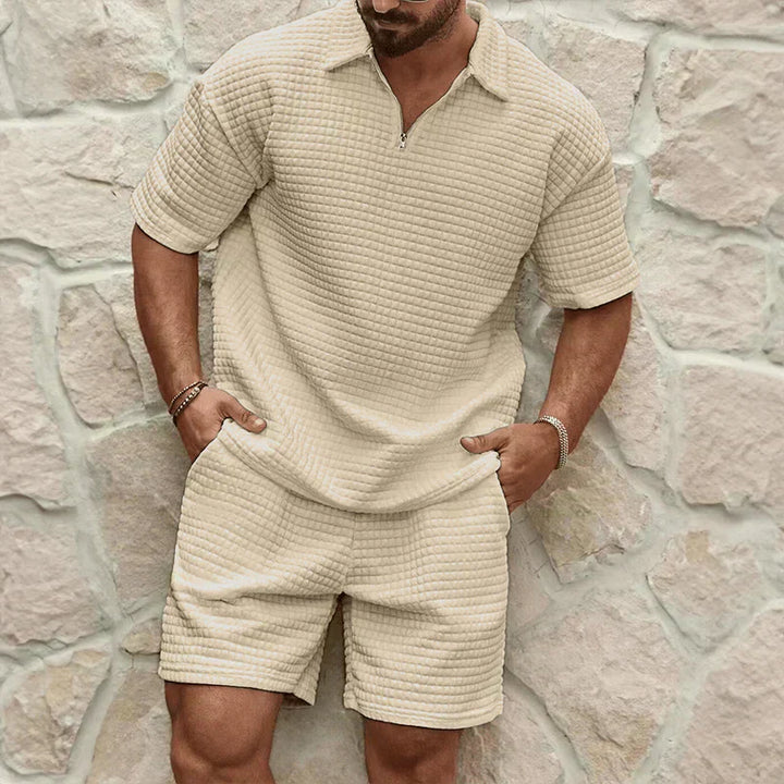 Breathable Waffle Knit Men's Summer Co-Ord Set