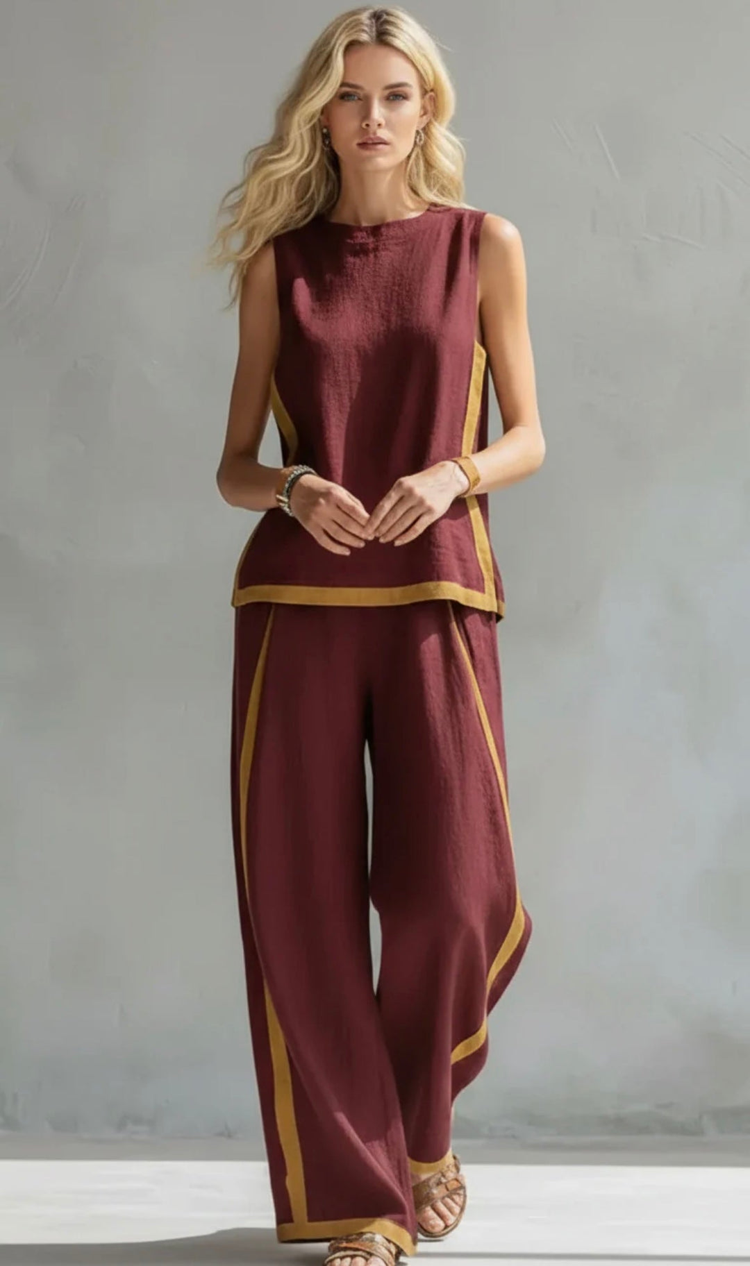 Elegant Wide Leg Women's Two Piece Summer Set