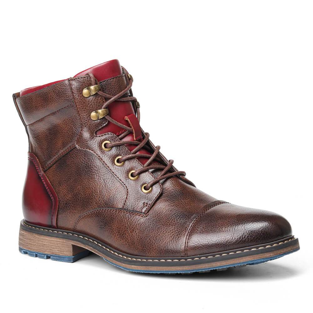 Elegant Men's Oxford Boots in Premium Leather - Lace-Up and Zipper