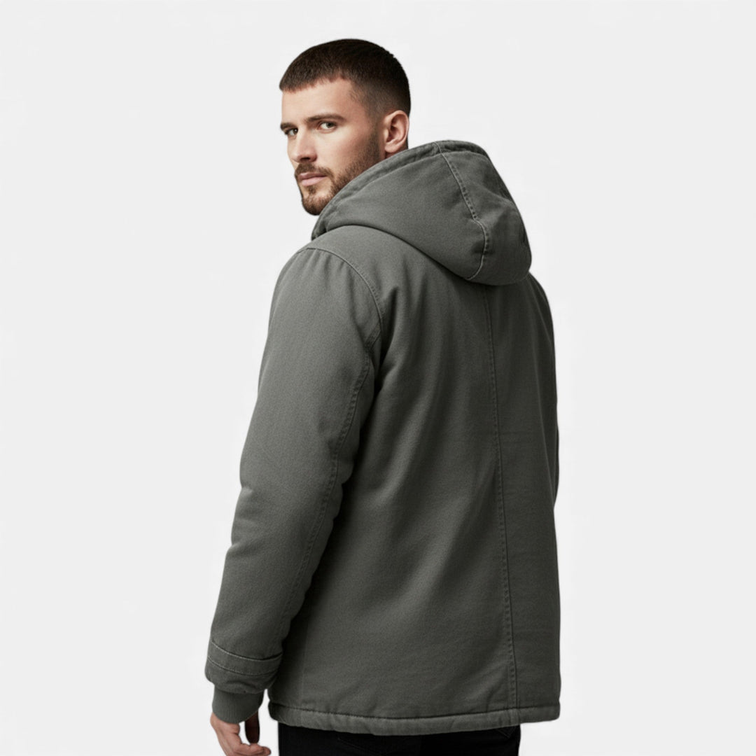 Warm Lined Men's Winter Jacket with Hood