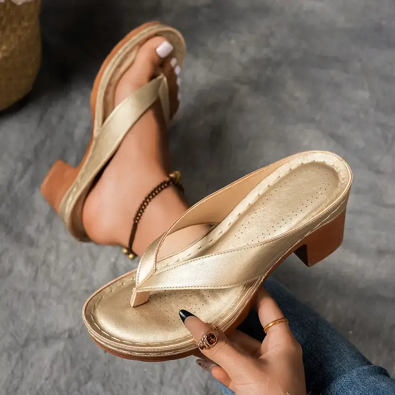 Elegant Ergonomic Women Slip-On Sandal Heels