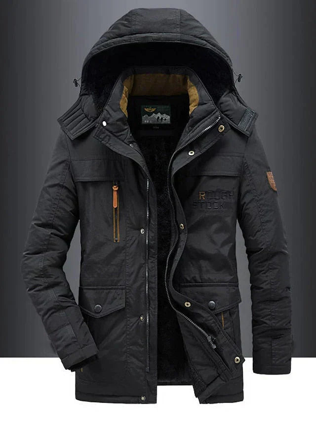 Windproof Warm Men's Winter Jacket with Fleece Lining