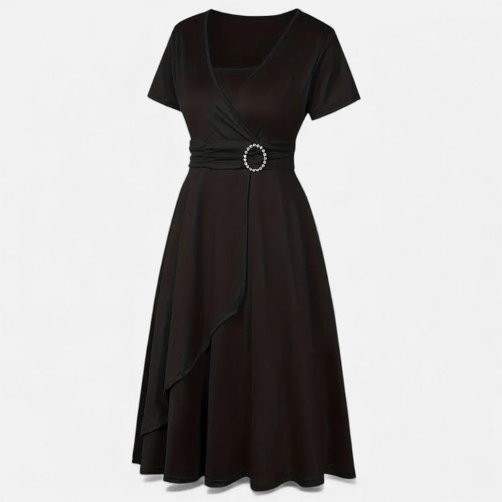 Elegant Rhinestone V-Neck Asymmetric Women's Evening Dress
