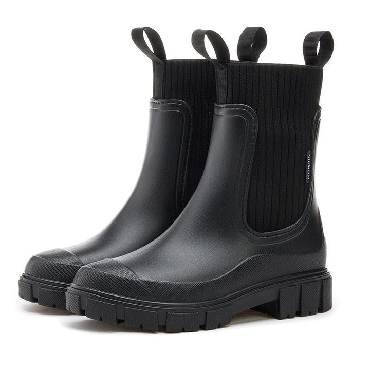 Waterproof Women's Rain Boots with Non-Slip Sole - Chelsea Boot Style