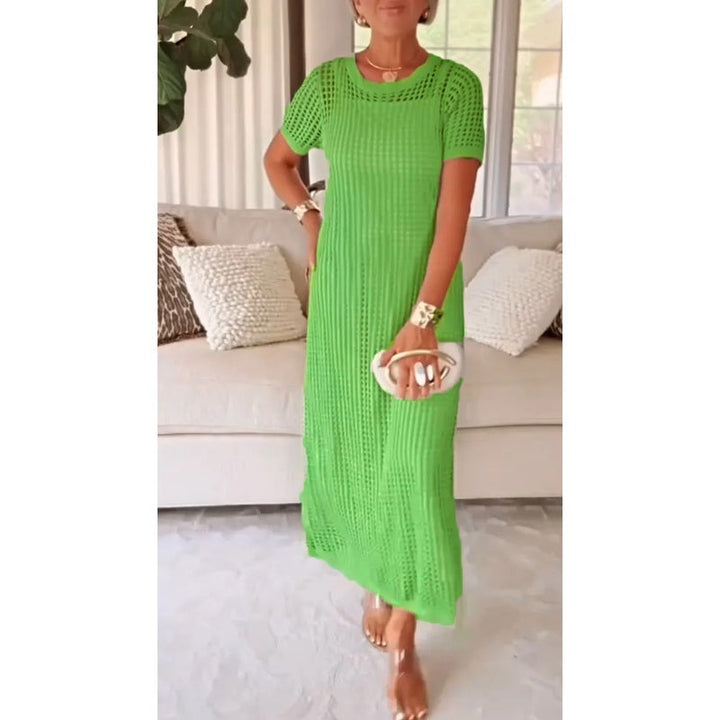 Elegant Layered Women's Cut-Out Maxi Dress with Free Inner Dress