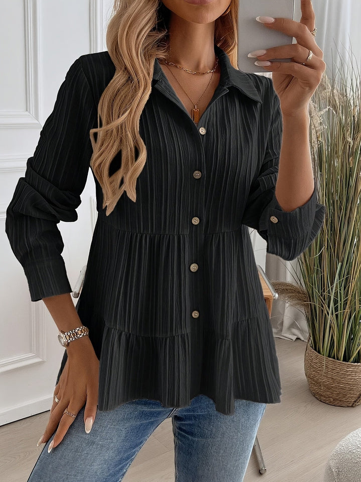 Flowy Women's Tunic Blouse with Button Front - Lightweight and Versatile