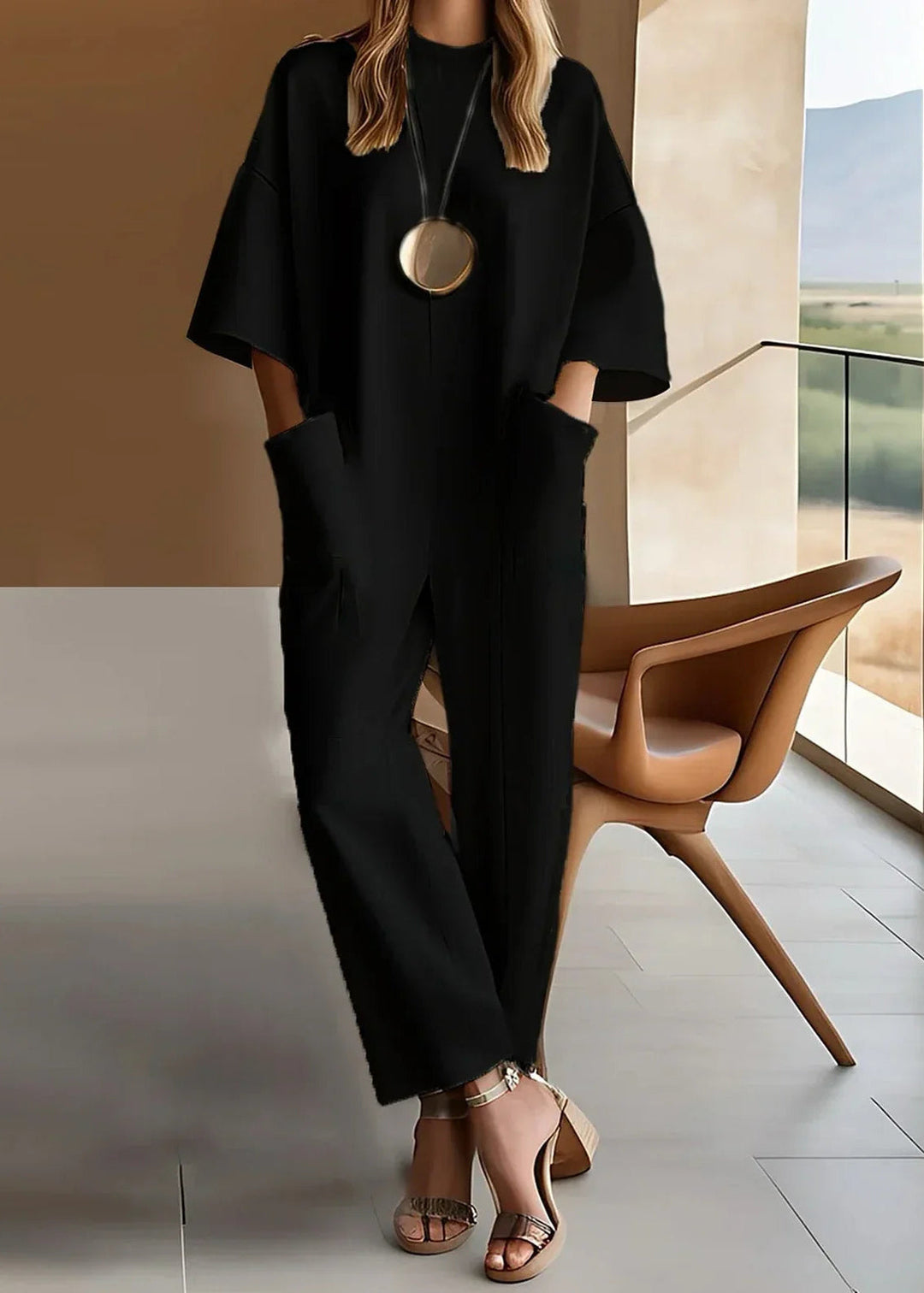 Elegant Short-Sleeve Women's Jumpsuit