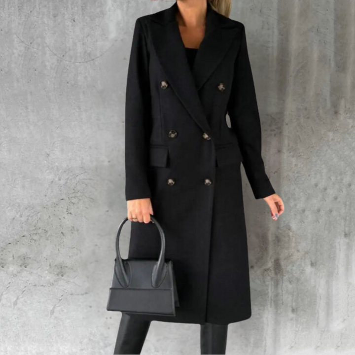 Elegant Women's Winter Coat in Wool Blend - Warm and Fitted