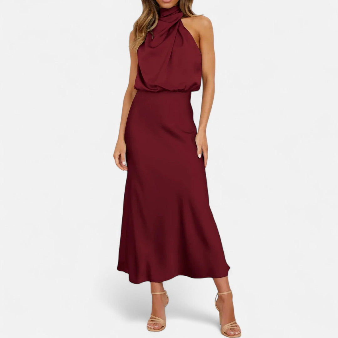 Women's Elegant Sleeveless Long Satin Dress