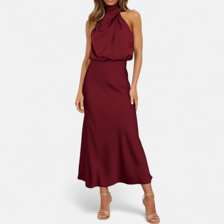 Women's Elegant Sleeveless Long Satin Dress