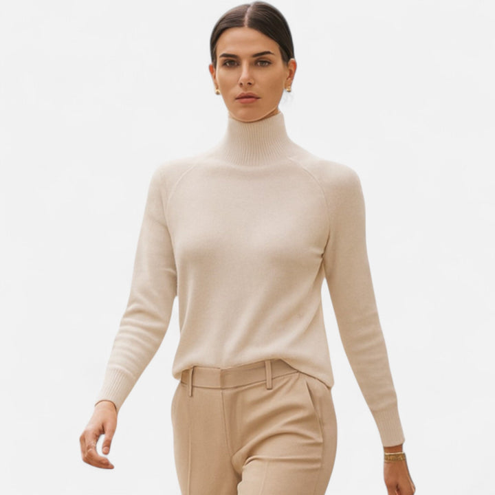 Elegant Women's Merino Cashmere Turtleneck Sweater