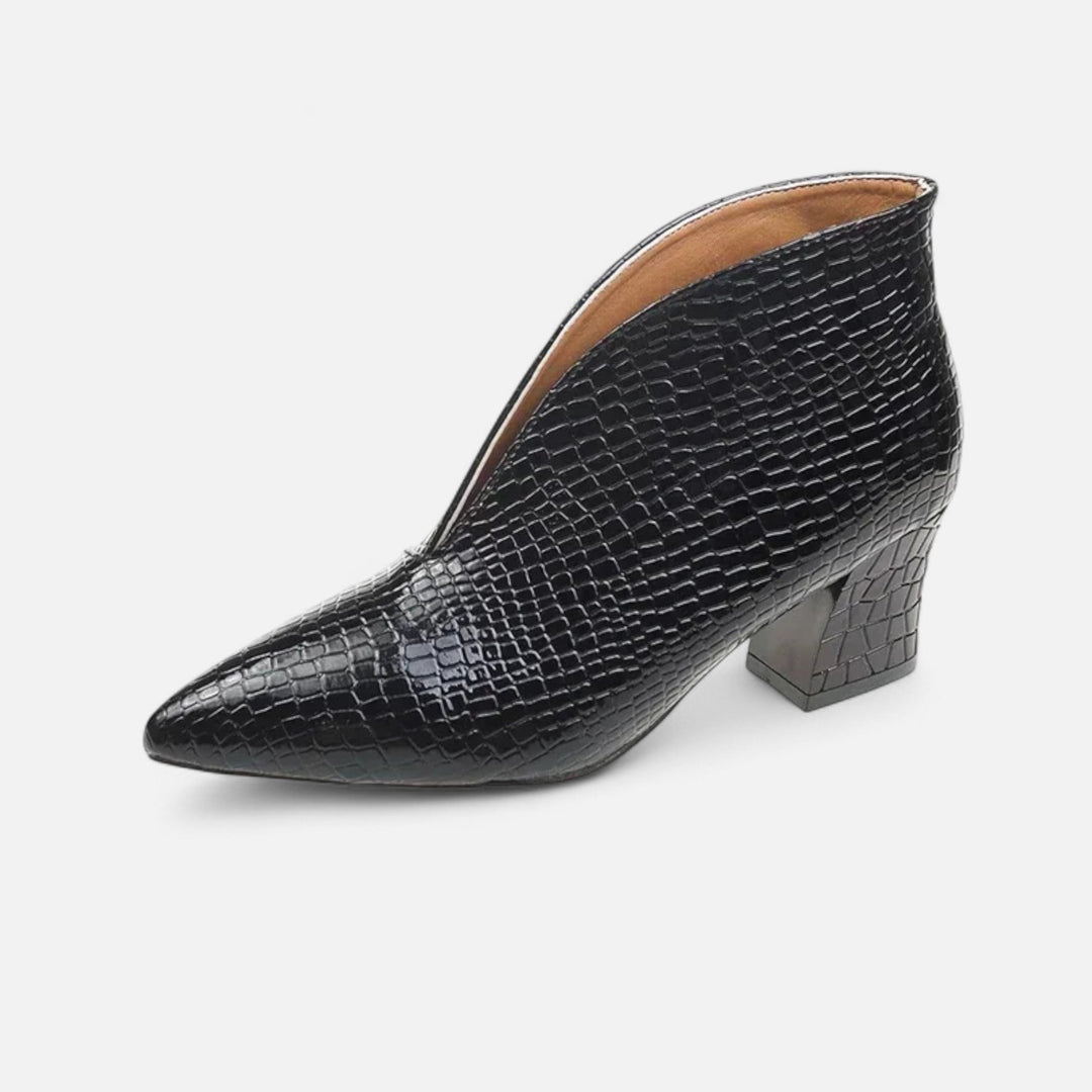 Elegant Patent Leather Women's Ankle Boots with V-Cut