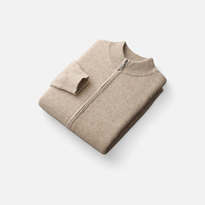Warm Merino Wool Zip-Up Men's Cardigan