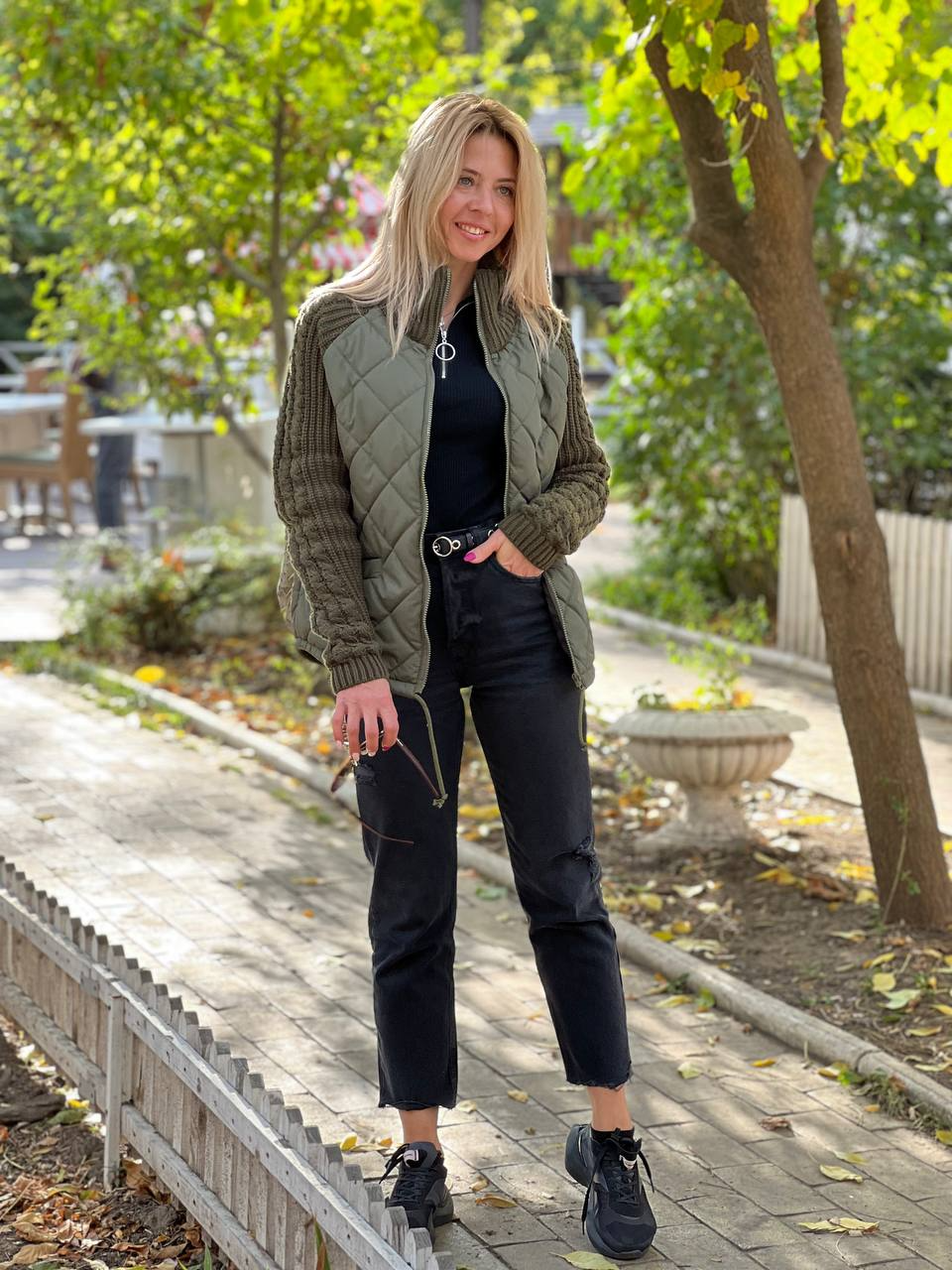 Women's Patchwork Knit Cardigan - Lightweight Winter Jacket